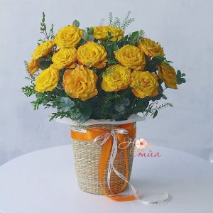 Giỏ hoa hồng Blooming Rose Cam Carrot size S