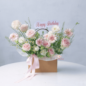 Lẵng giỏ hoa tặng Mẹ mẫu 02 – Tone hồng