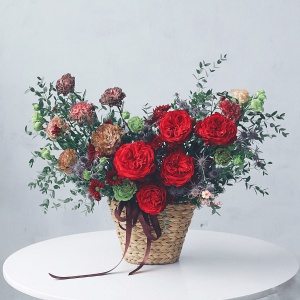 Giỏ hoa tươi mẫu 09 – Tone đỏ