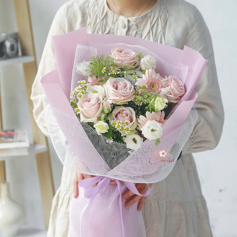Bó hoa tặng Mẹ mẫu 02 – Tone Hồng