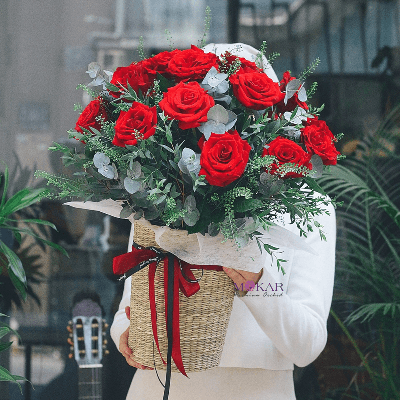 giỏ hoa khai trương để bàn
